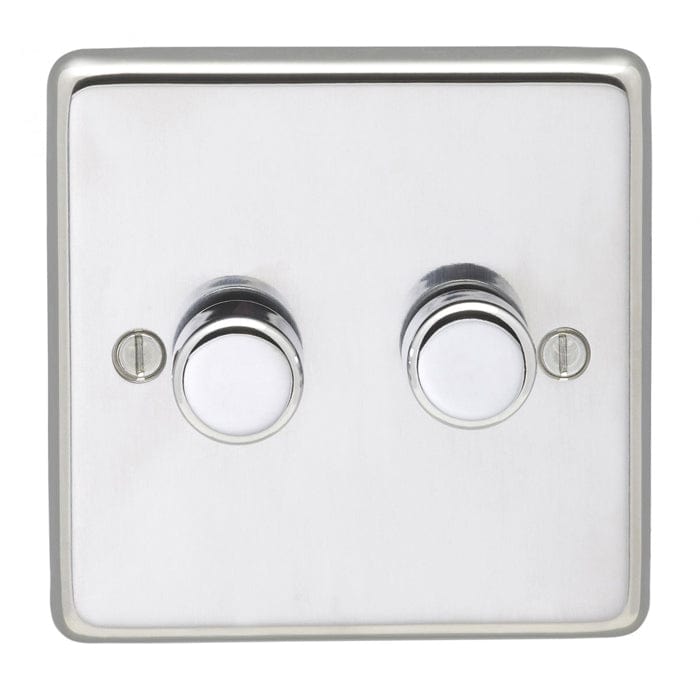 Eurolite Switches Polished Stainless Steel Stainless steel 2 Gang Dimmer - Polished Stainless Steel