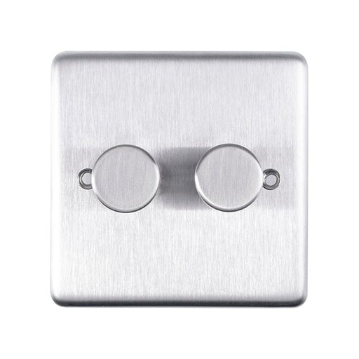 Eurolite Switches Satin Stainless Steel Stainless steel 2 Gang Dimmer - Satin Stainless Steel