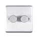 Eurolite Switches Satin Stainless Steel Stainless steel 2 Gang Dimmer - Satin Stainless Steel