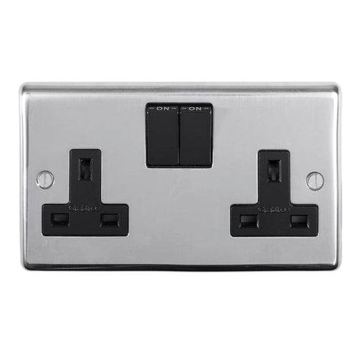 Eurolite Plug Sockets Polished Stainless Steel Stainless steel 2 Gang Socket - Polished Stainless Steel