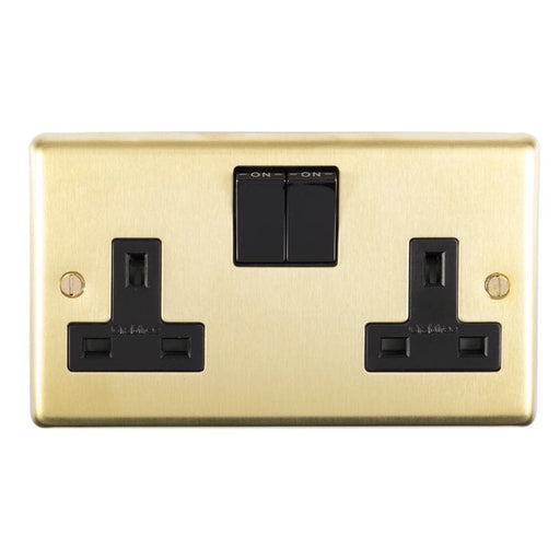 Eurolite Plug Sockets Satin Brass Stainless steel 2 Gang Socket - Satin Brass