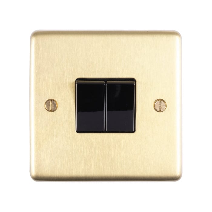 Eurolite Switches Satin Brass Stainless steel 2 Gang Switch - Satin Brass