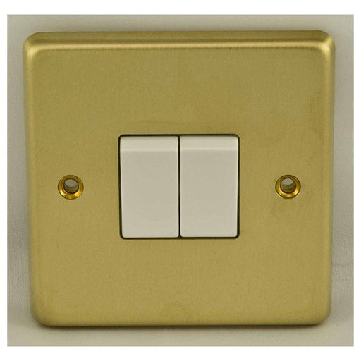 Eurolite Switches Satin Brass Stainless steel 2 Gang Switch - Satin Brass