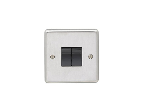 Eurolite Switches Satin Stainless Steel Stainless steel 2 Gang Switch - Satin Stainless Steel