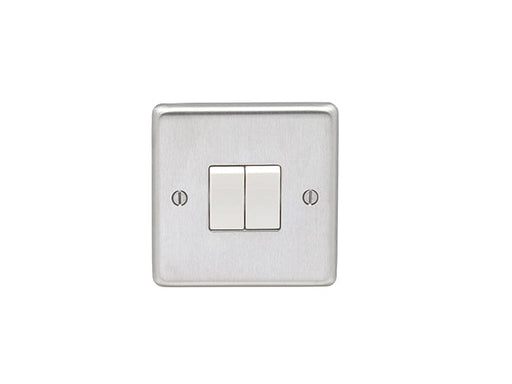 Eurolite Switches Satin Stainless Steel Stainless steel 2 Gang Switch - Satin Stainless Steel