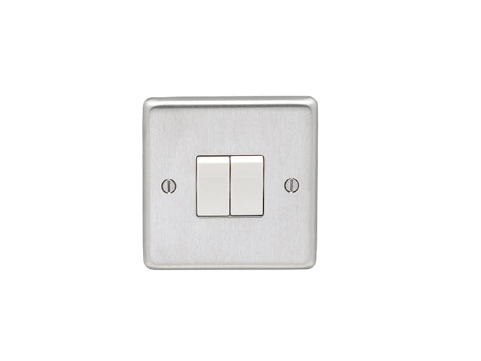 Eurolite Switches Satin Stainless Steel Stainless steel 2 Gang Switch - Satin Stainless Steel