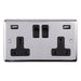 Eurolite Plug Sockets Polished Stainless Steel Stainless steel 2 Gang Usb Socket - Polished Stainless Steel