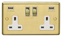 Eurolite Plug Sockets Satin Brass Stainless steel 2 Gang Usb Socket - Satin Brass