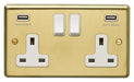 Eurolite Plug Sockets Satin Brass Stainless steel 2 Gang Usb Socket - Satin Brass