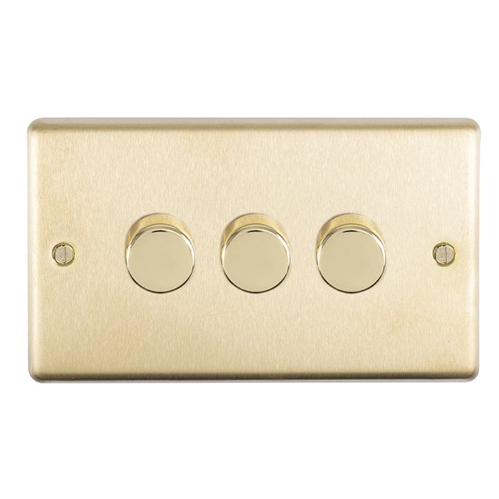 Eurolite Switches Satin Brass Stainless steel 3 Gang Dimmer - Satin Brass