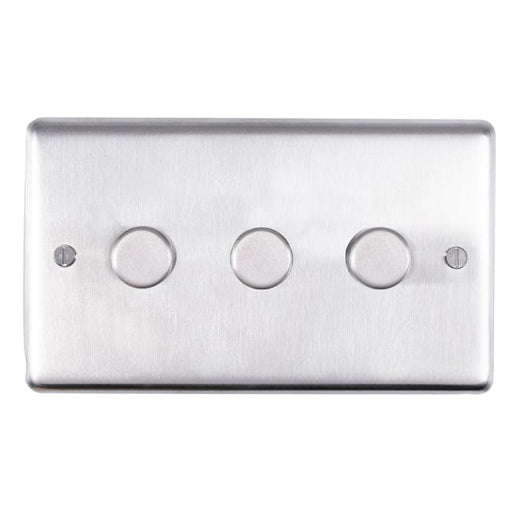 Eurolite Switches Satin Stainless Steel Stainless steel 3 Gang Dimmer - Satin Stainless Steel