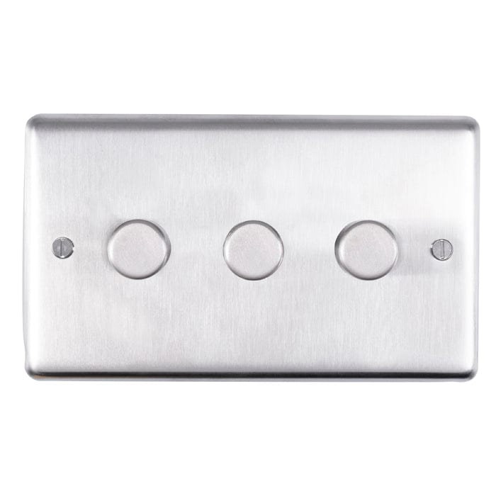 Eurolite Switches Satin Stainless Steel Stainless steel 3 Gang Dimmer - Satin Stainless Steel