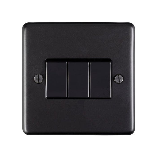 Eurolite Switches Matt Black Stainless steel 3 Gang Switch - Matt Black