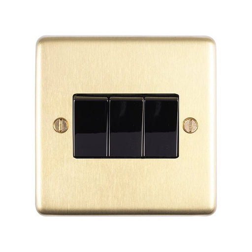 Eurolite Switches Satin Brass Stainless steel 3 Gang Switch - Satin Brass