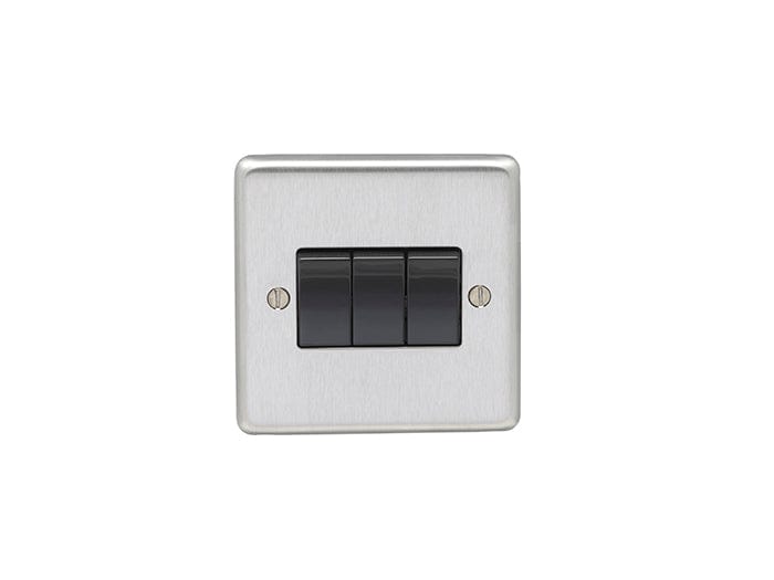 Eurolite Switches Satin Stainless Steel Stainless steel 3 Gang Switch - Satin Stainless Steel