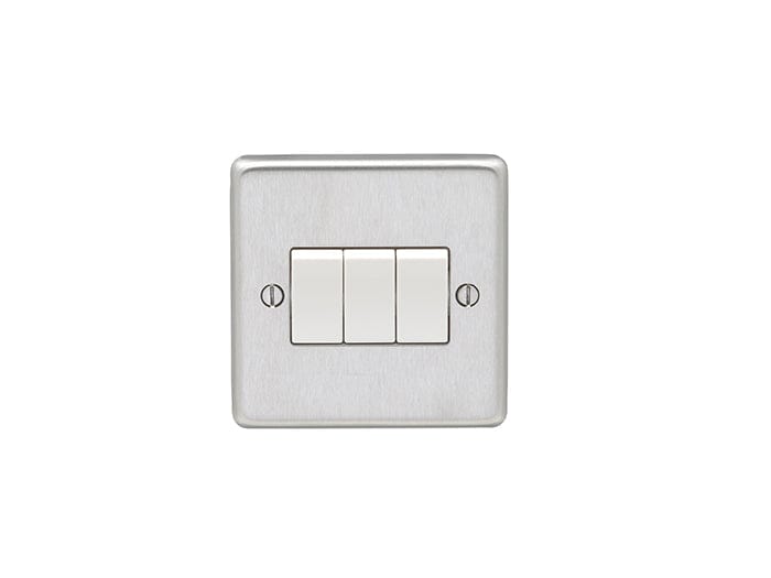 Eurolite Switches Satin Stainless Steel Stainless steel 3 Gang Switch - Satin Stainless Steel