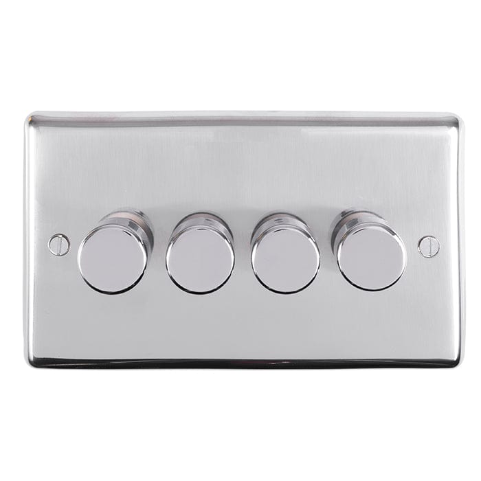 Eurolite Switches Polished Stainless Steel Stainless steel 4 Gang Dimmer - Polished Stainless Steel