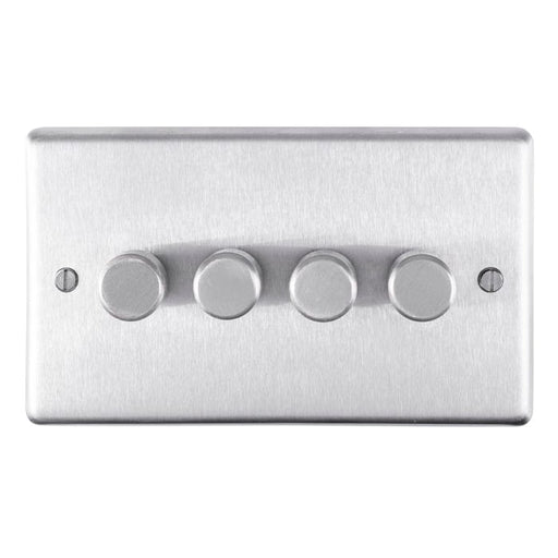 Eurolite Switches Satin Stainless Steel Stainless steel 4 Gang Dimmer - Satin Stainless Steel