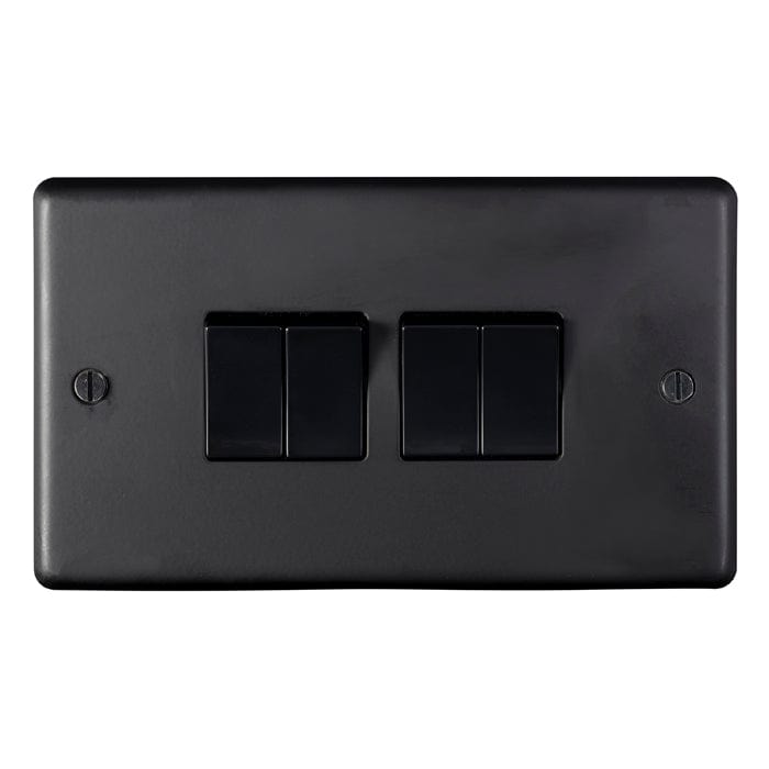 Eurolite Switches Matt Black Stainless steel 4 Gang Switch - Matt Black