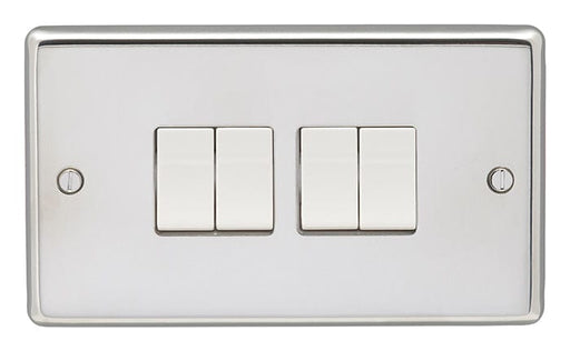 Eurolite Switches Polished Stainless Steel Stainless steel 4 Gang Switch - Polished Stainless Steel