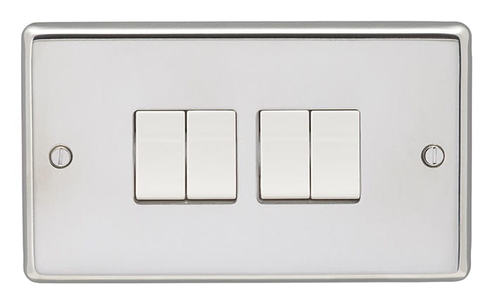 Eurolite Switches Polished Stainless Steel Stainless steel 4 Gang Switch - Polished Stainless Steel