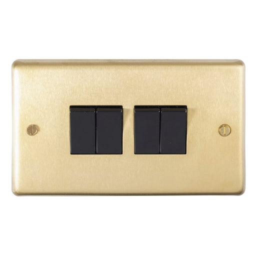 Eurolite Switches Satin Brass Stainless steel 4 Gang Switch - Satin Brass