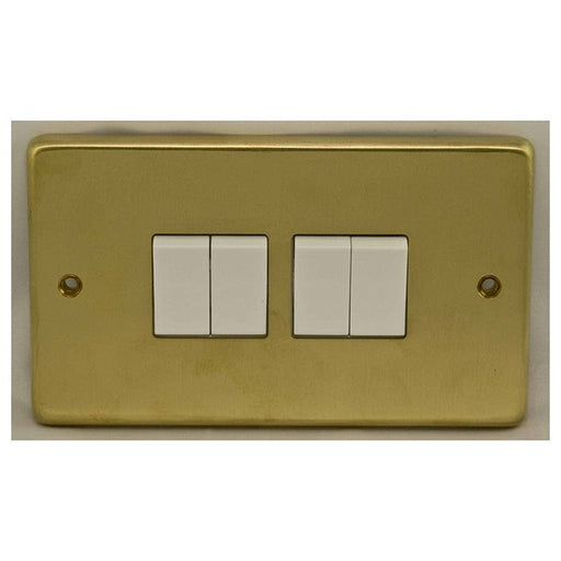 Eurolite Switches Satin Brass Stainless steel 4 Gang Switch - Satin Brass