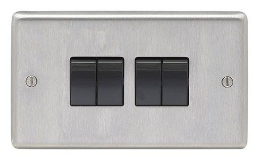 Eurolite Switches Satin Stainless Steel Stainless steel 4 Gang Switch - Satin Stainless Steel