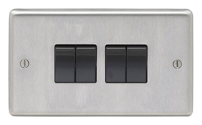 Eurolite Switches Satin Stainless Steel Stainless steel 4 Gang Switch - Satin Stainless Steel