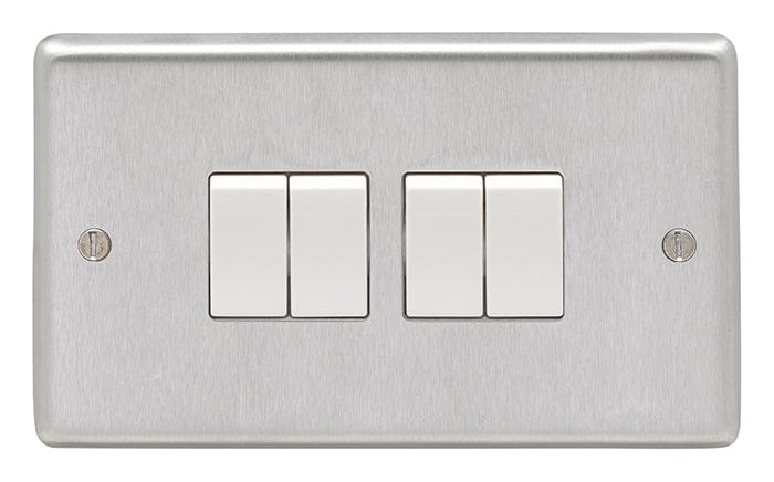 Eurolite Switches Satin Stainless Steel Stainless steel 4 Gang Switch - Satin Stainless Steel