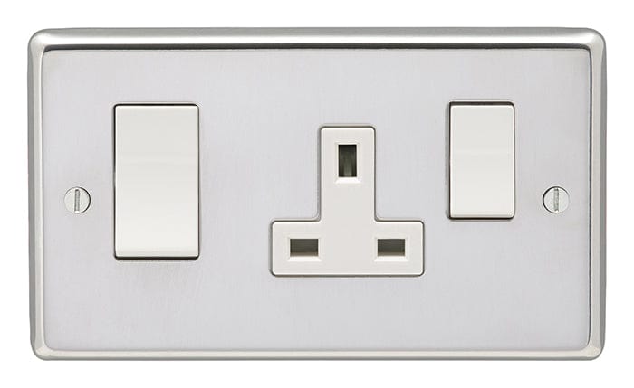 Eurolite Plug Sockets Polished Stainless Steel Stainless steel 45Amp Switch With A Socket - Polished Stainless Steel