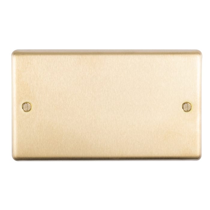 Eurolite Switches Satin Brass Stainless steel Double Blank Plate - Satin Brass