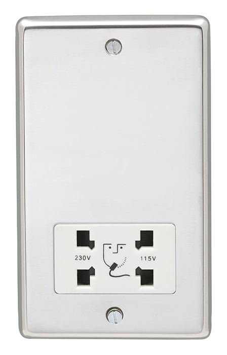 Eurolite Plug Sockets Polished Stainless Steel Stainless steel Shaver Socket - Polished Stainless Steel