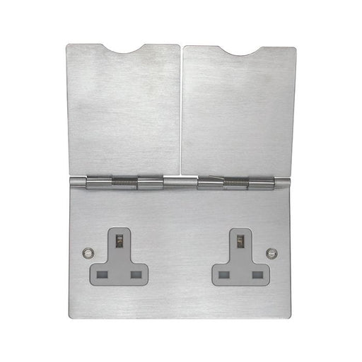 Eurolite Plug Sockets Grey Utility 2 Gang Floor Socket - Grey