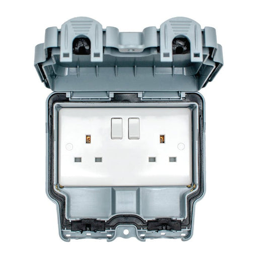 Eurolite Plug Sockets Grey Utility 2 Gang Switched Socket - Grey