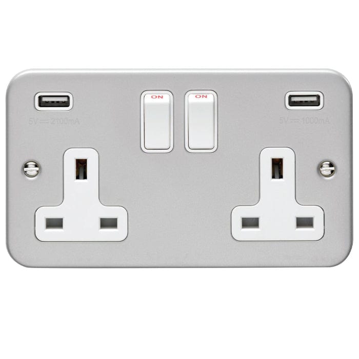 Eurolite Plug Sockets Grey Utility 2 Gang Usb Socket - Grey