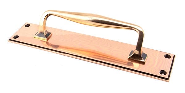 From The Anvil Handles Polished bronze 300mm Art Deco Pull Handle on Backplate