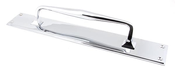 From The Anvil Handles Polished Chrome 425mm Art Deco Pull Handle on Backplate