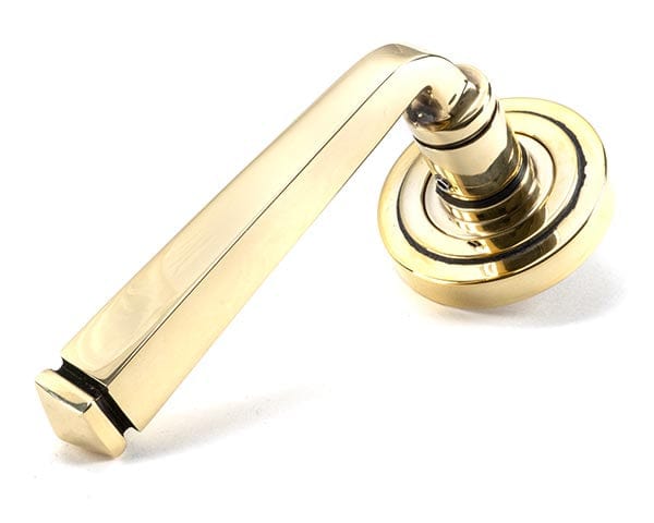 From The Anvil Handles Art Deco Aged Brass Avon Round Lever on Rose Set (Plain) - Unsprung