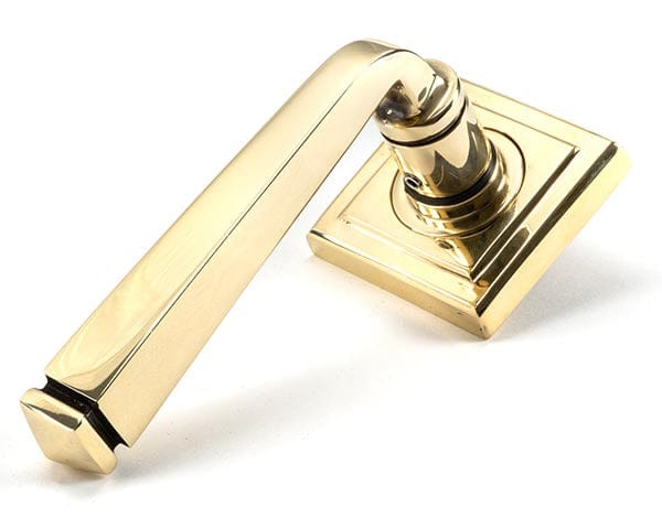 From The Anvil Handles Square Aged Brass Avon Round Lever on Rose Set (Plain) - Unsprung