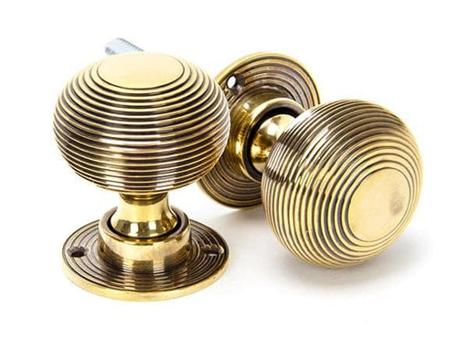 From The Anvil Knobs Aged Brass Aged Brass Beehive Mortice/Rim Knob Set