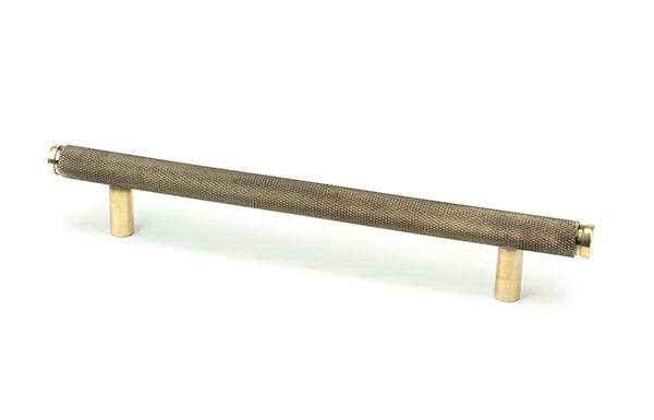 From The Anvil Cupboard Handles Medium Aged Brass Full Brompton Pull Handle