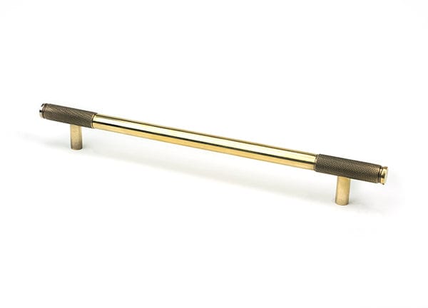 From The Anvil Cupboard Handles Large Aged Brass Half Brompton Pull Handle