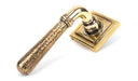 From The Anvil Handles Square Aged Brass Hammered Newbury Lever on Rose Set (Plain) - Unsprung