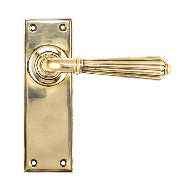 From The Anvil Handles Latch set Aged Brass Hinton Lever on Rose Set