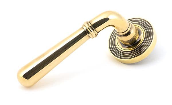 From The Anvil Handles Beehive Aged Brass Newbury Lever on Rose Set