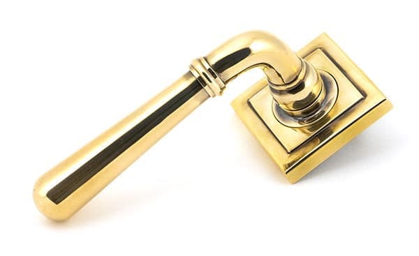 From The Anvil Handles Square Aged Brass Newbury Lever on Rose Set