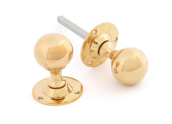 From The Anvil Knobs Polished Brass Ball Mortice Knob Set