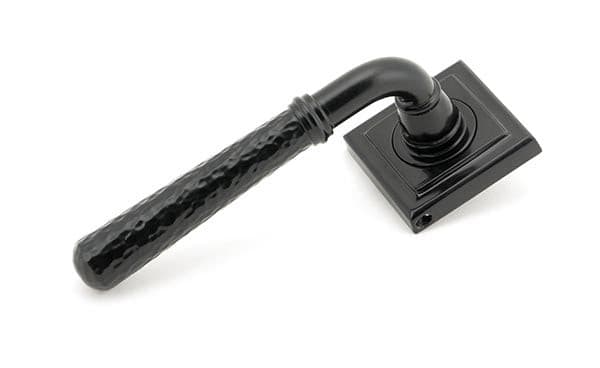 From The Anvil Handles Square Black Hammered Newbury Lever on Rose Set