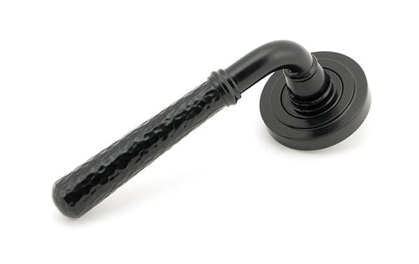 From The Anvil Handles Art Deco Black Hammered Newbury Lever on Rose Set (Plain) - Unsprung